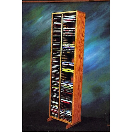 Wood Shed 211-4 CD-DVD Solid Oak Tower for CDs and DVDs - Individual Locking Slots 211-4 CD/DVD